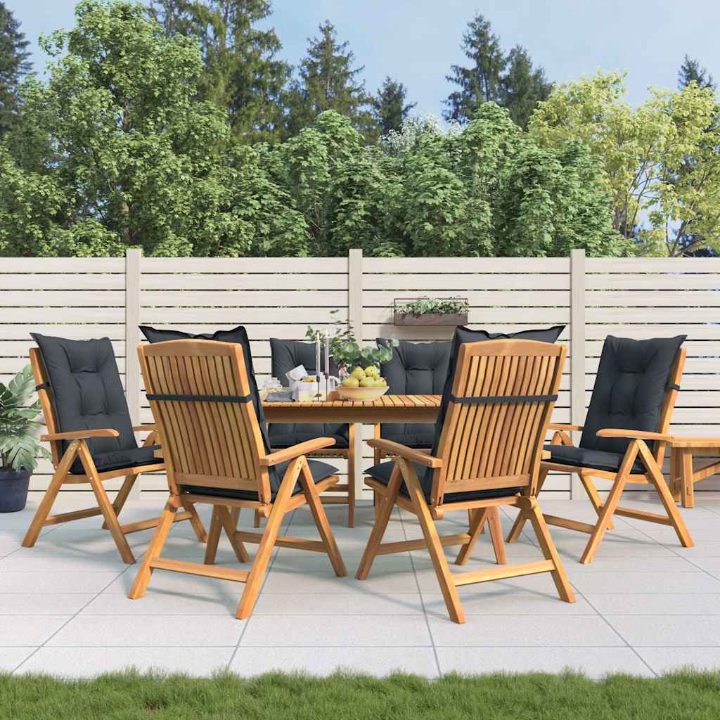 Reclining Folding Chairs with Cushions 6 pcs Solid Wood Teak