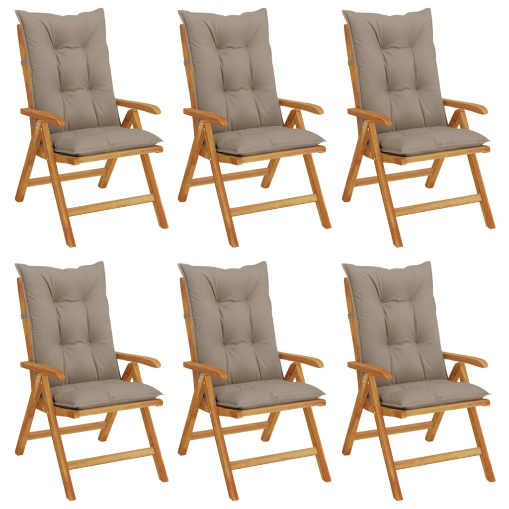 Reclining Folding Chairs with Cushions 6 pcs Solid Wood Teak