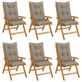 Reclining Folding Chairs with Cushions 6 pcs Solid Wood Teak