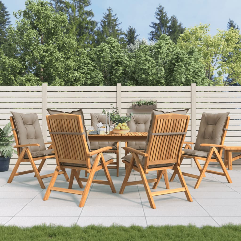 Reclining Folding Chairs with Cushions 6 pcs Solid Wood Teak