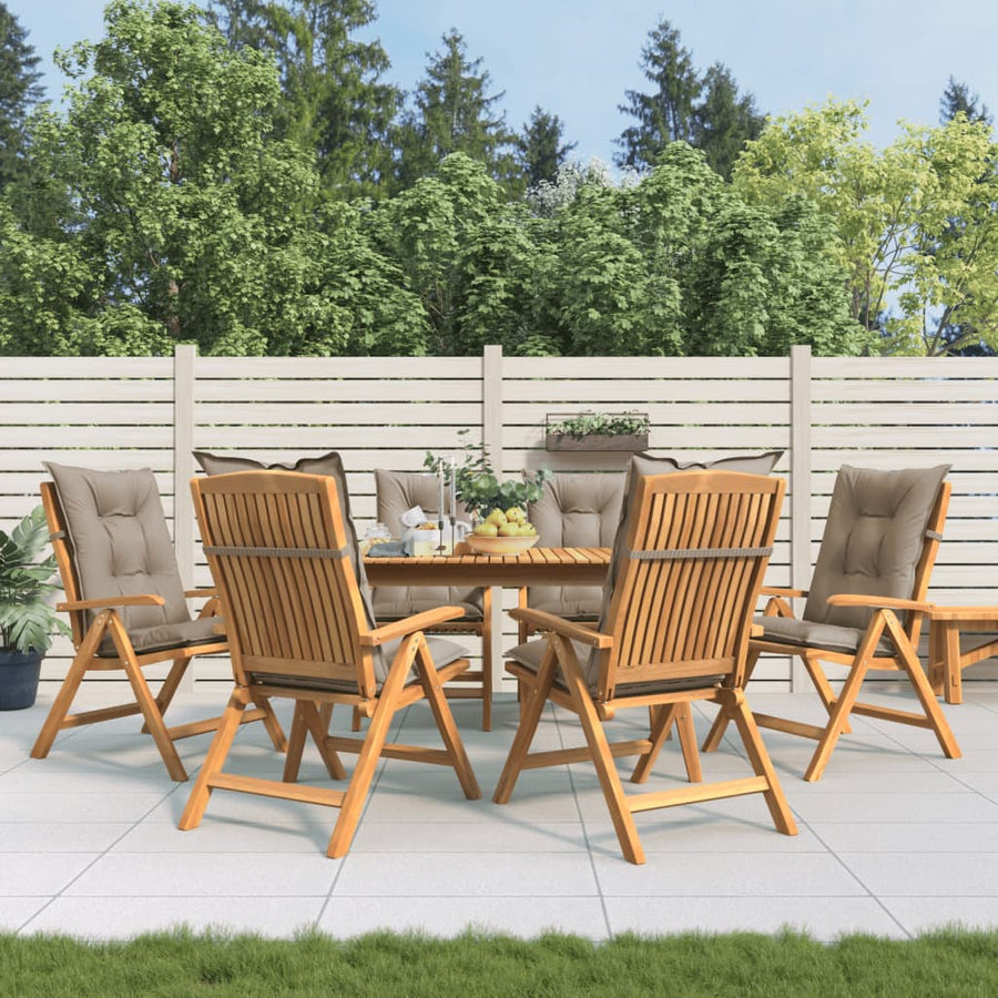 Reclining Folding Chairs with Cushions 6 pcs Solid Wood Teak