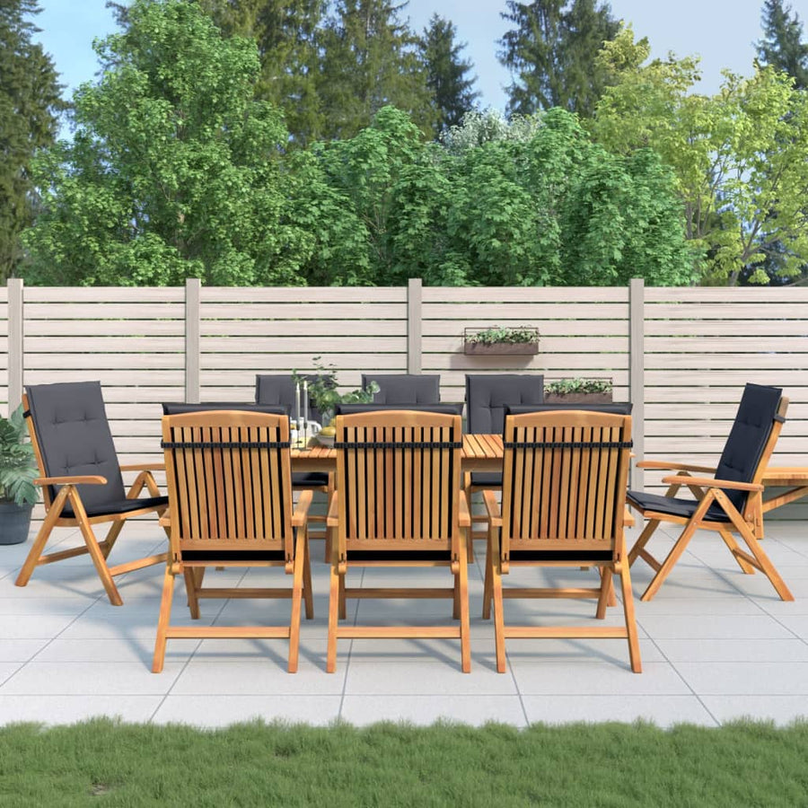 Reclining Folding Chairs with Cushions 8 pcs Solid Wood Teak