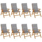 Reclining Folding Chairs with Cushions 8 pcs Solid Wood Teak