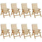 Reclining Folding Chairs with Cushions 8 pcs Solid Wood Teak