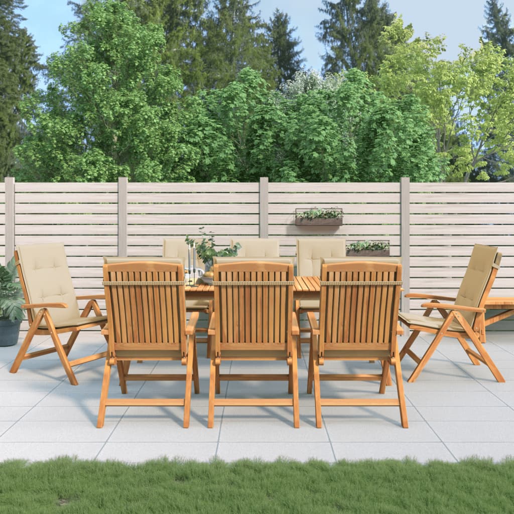 Reclining Garden Chairs with Cushions 8 pcs Solid Wood Teak