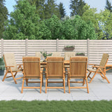 Reclining Garden Chairs with Cushions 8 pcs Solid Wood Teak