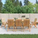 Reclining Folding Chairs with Cushions 8 pcs Solid Wood Teak