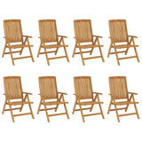 Reclining Garden Chairs with Cushions 8 pcs Solid Wood Teak - Side View