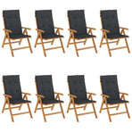 Reclining Folding Chairs with Cushions 8 pcs Solid Wood Teak