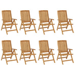 Reclining Folding Chairs with Cushions 8 pcs Solid Wood Teak