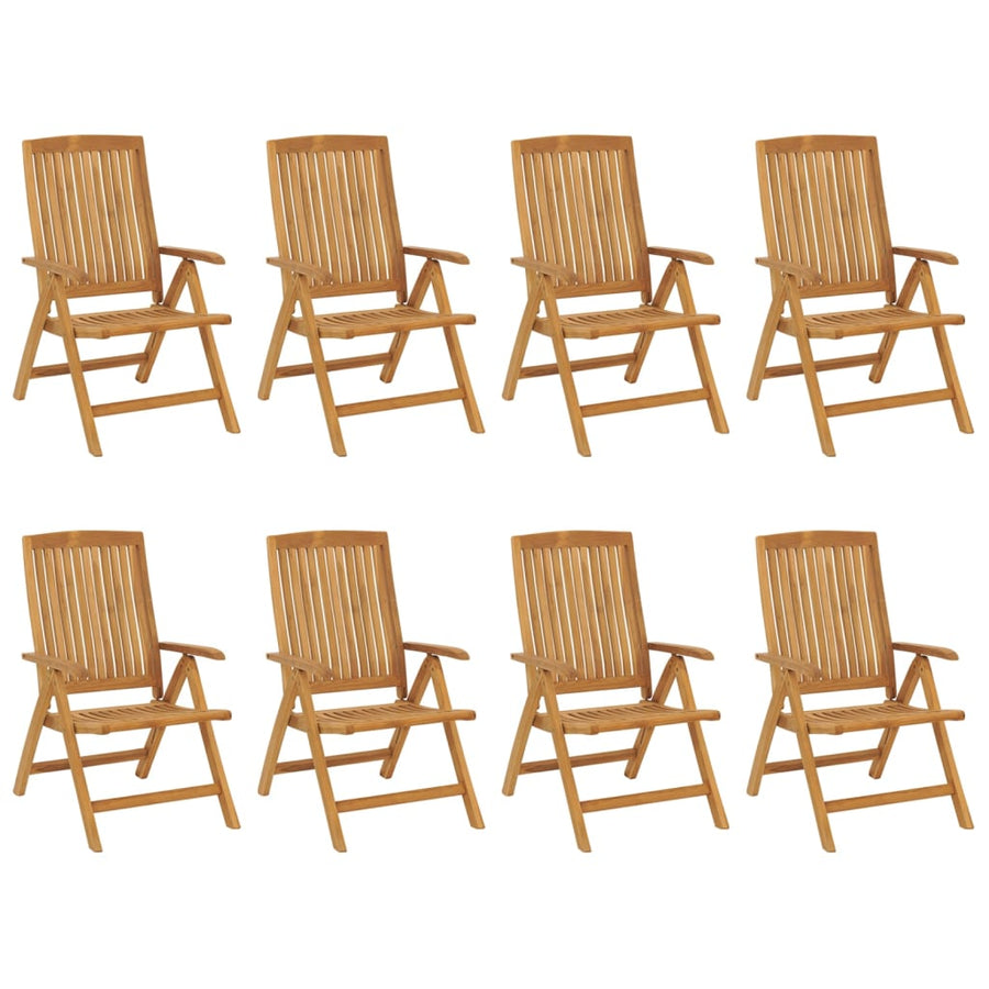 Reclining Folding Chairs with Cushions 8 pcs Solid Wood Teak
