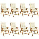 Reclining Garden Chairs with Cushions 8 pcs Solid Wood Teak - Front View