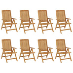 Reclining Folding Chairs with Cushions 8 pcs Solid Wood Teak