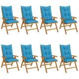 Reclining Folding Chairs with Cushions 8 pcs Solid Wood Teak