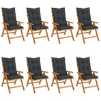 Reclining Folding Chairs with Cushions 8 pcs Solid Wood Teak