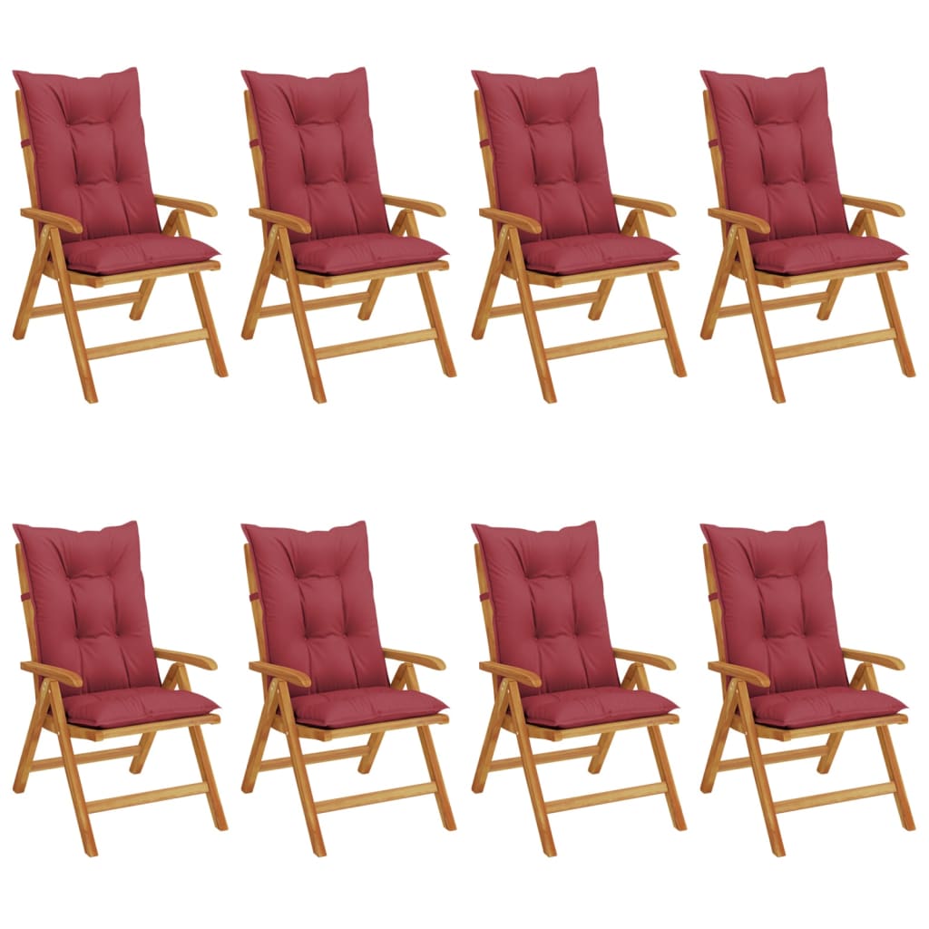 Reclining Garden Chairs with Cushions 8 pcs Solid Wood Teak