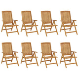 Reclining Garden Chairs with Cushions 8 pcs Solid Wood Teak - Side View