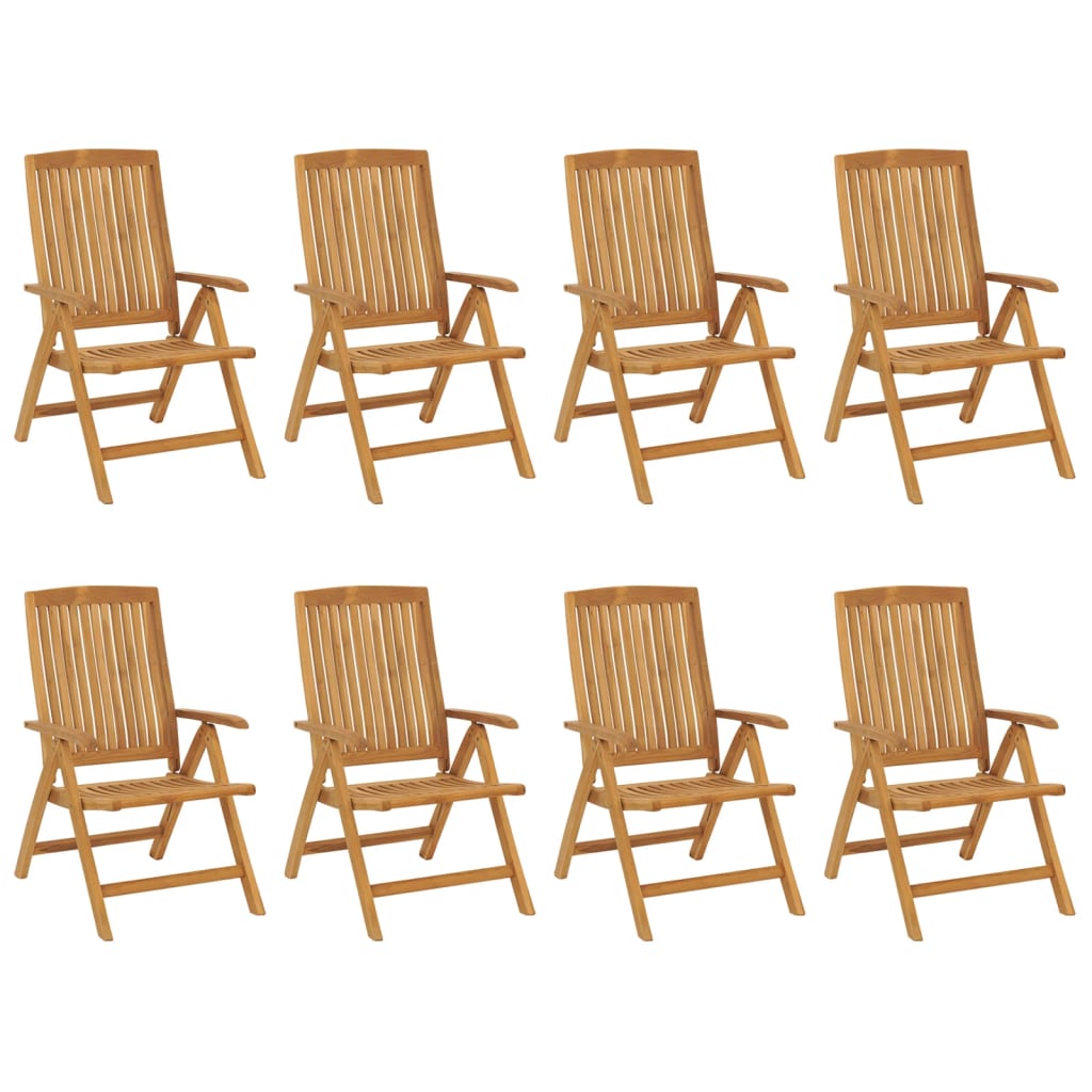 Reclining Folding Chairs with Cushions 8 pcs Solid Wood Teak