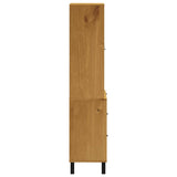 Highboard with Glass Doors FLAM 80x40x180 cm Solid Wood Pine - Rear View