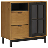 Highboard with Glass Doors FLAM 80x40x180 cm Solid Wood Pine - Extra Image
