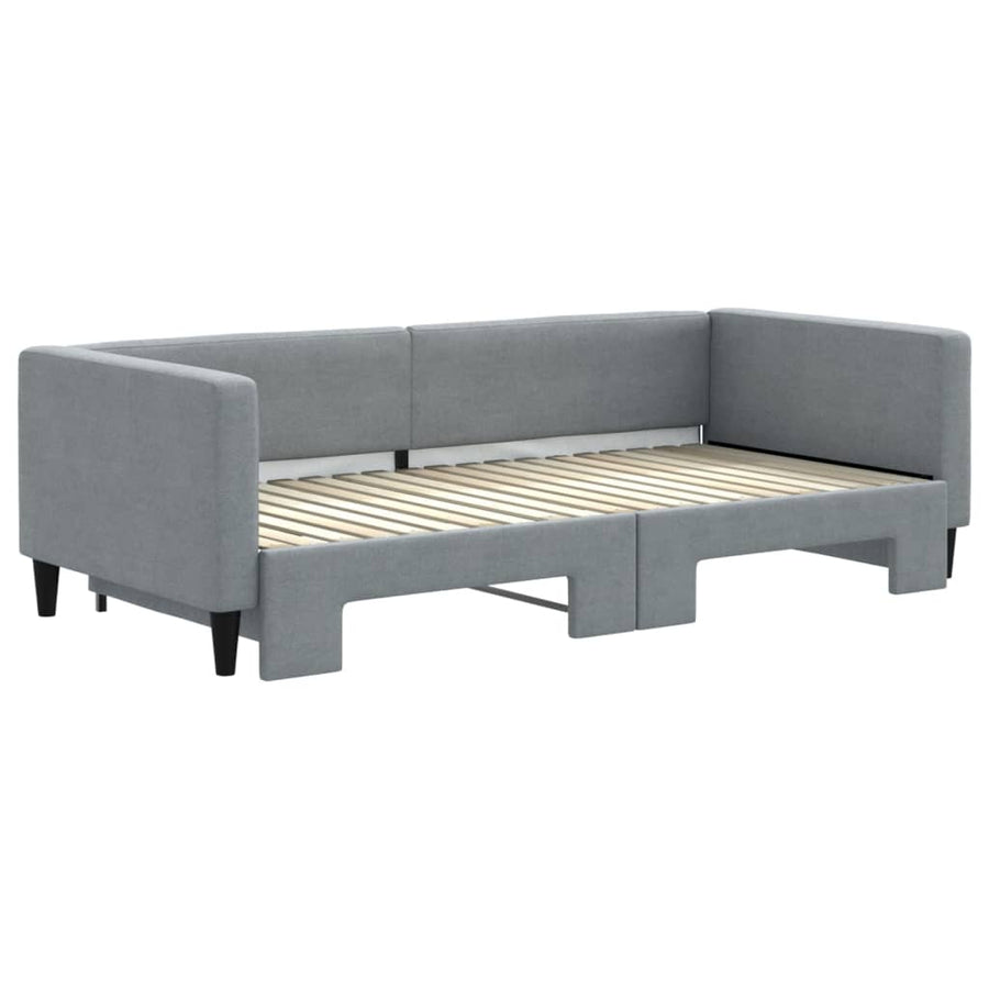 Daybed with Trundle without Mattress Light Grey 90x190 cm