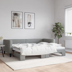 Daybed with Trundle without Mattress Light Grey 90x190 cm