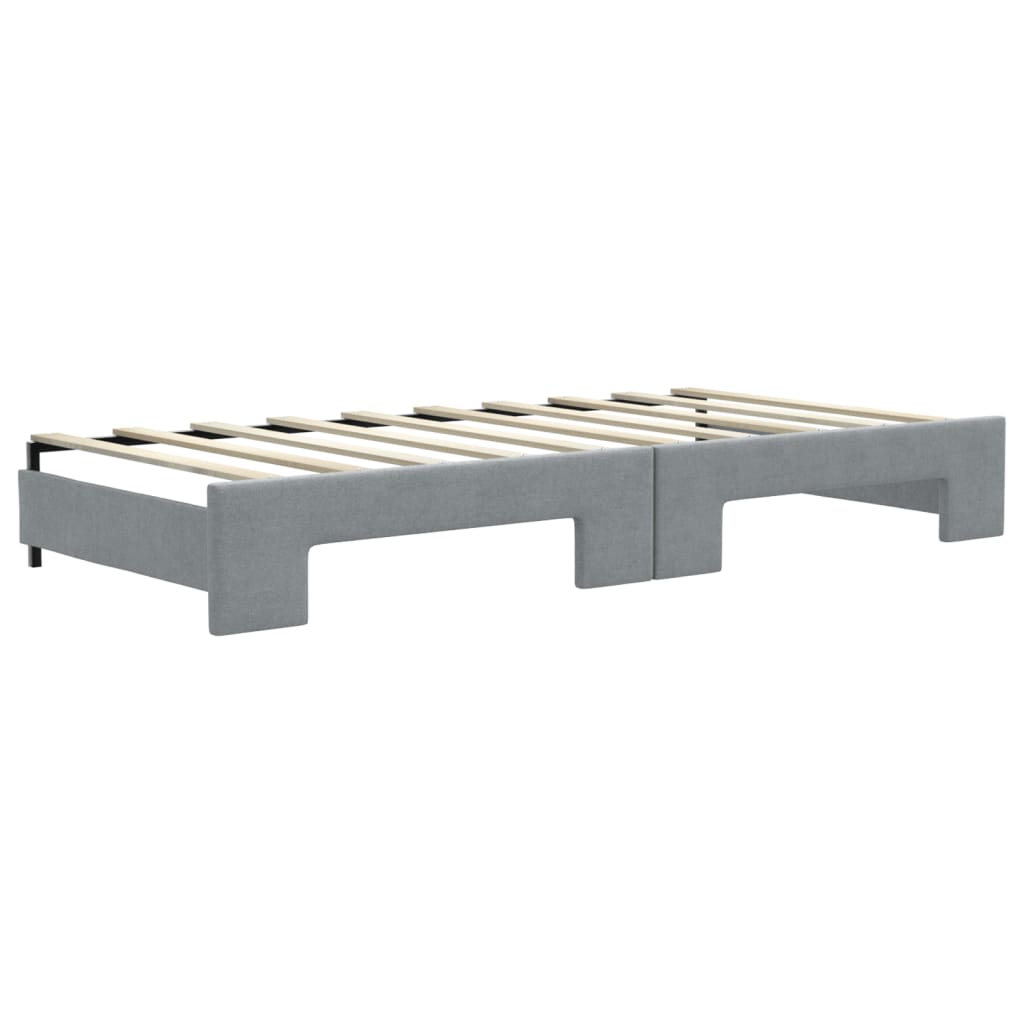 Daybed with Trundle&Drawers without Mattress Light Grey 90x190 cm