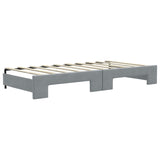 Daybed with Trundle&Drawers without Mattress Light Grey 90x190 cm - Low Angle