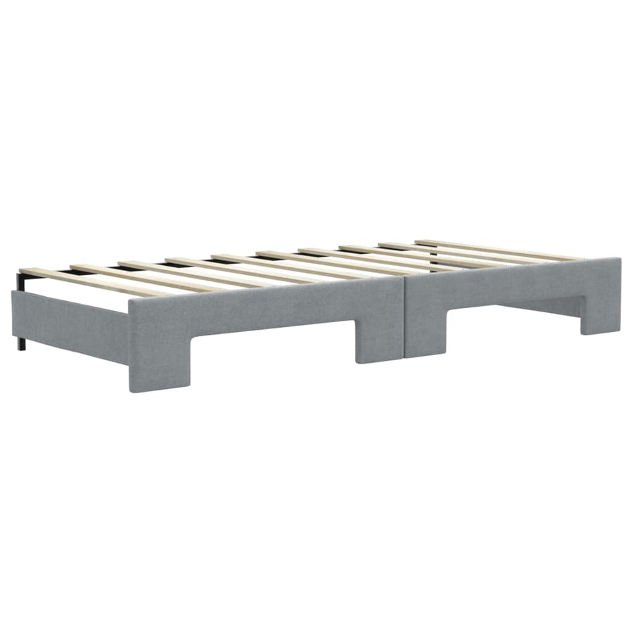 Daybed with Trundle&Drawers without Mattress Light Grey 90x190 cm
