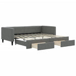 Daybed with Trundle&Drawers without Mattress Dark Grey 90x190cm