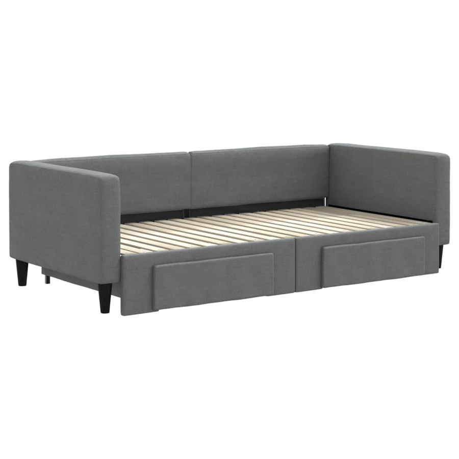Daybed with Trundle&Drawers without Mattress Dark Grey 90x190cm