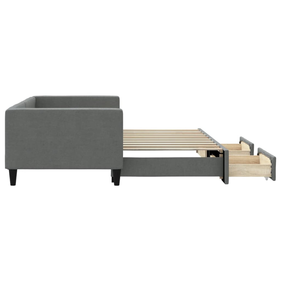 Daybed with Trundle&Drawers without Mattress Dark Grey 90x190cm