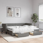 Daybed with Trundle&Drawers without Mattress Dark Grey 90x190cm