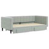 Daybed with Trundle&Drawers without Mattress Light Grey 90x190 cm - Side View