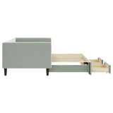 Daybed with Trundle&Drawers without Mattress Light Grey 90x190 cm - Top-Down View