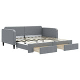 Daybed with Trundle&Drawers without Mattress Light Grey 90x190 cm