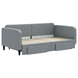 Daybed with Trundle&Drawers without Mattress Light Grey 90x190 cm