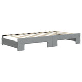Daybed with Trundle&Drawers without Mattress Light Grey 90x190 cm - Low Angle