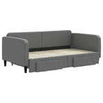 Daybed with Trundle&Drawers without Mattress Dark Grey 90x190 cm