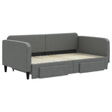 Daybed with Trundle&Drawers without Mattress Dark Grey 90x190 cm - Side View