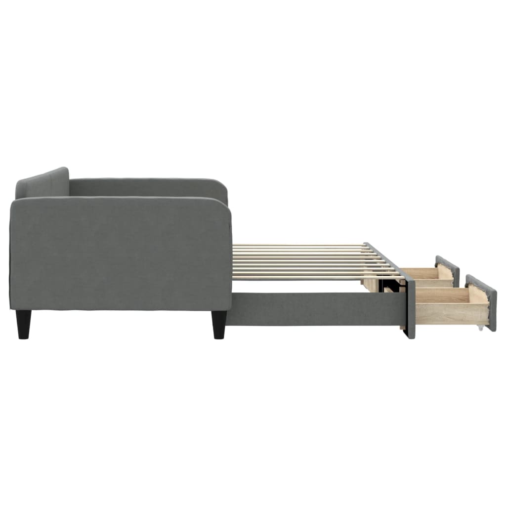 Daybed with Trundle&Drawers without Mattress Dark Grey 90x190 cm