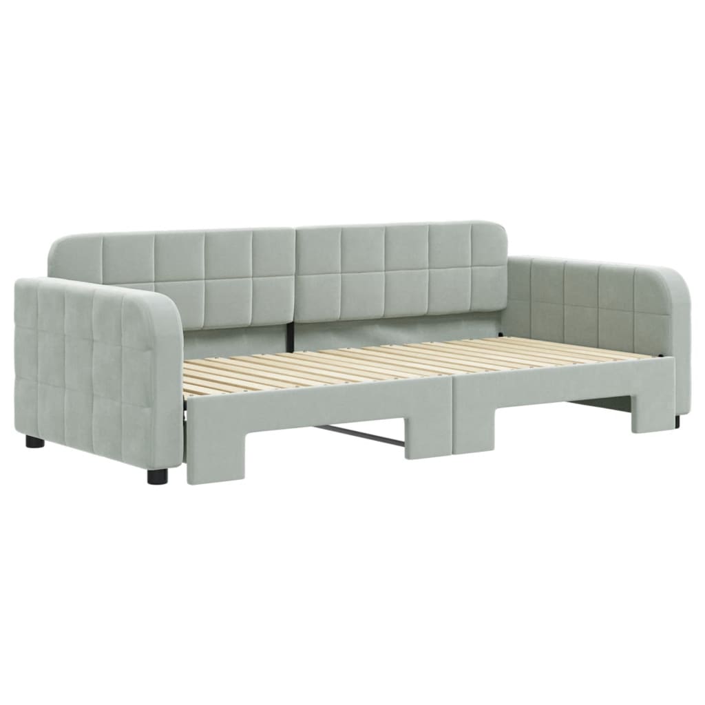 Daybed with Trundle without Mattress Light Grey 90x190 cm