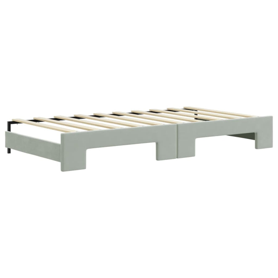 Daybed with Trundle without Mattress Light Grey 90x190 cm