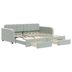 Daybed with Trundle&Drawers without Mattress Light Grey 90x190 cm