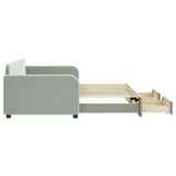 Daybed with Trundle&Drawers without Mattress Light Grey 90x190 cm - Top-Down View