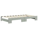 Daybed with Trundle&Drawers without Mattress Light Grey 90x190 cm - Low Angle