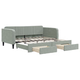 Daybed with Trundle&Drawers without Mattress Light Grey 90x190 cm - Front View