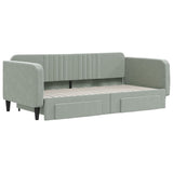 Daybed with Trundle&Drawers without Mattress Light Grey 90x190 cm