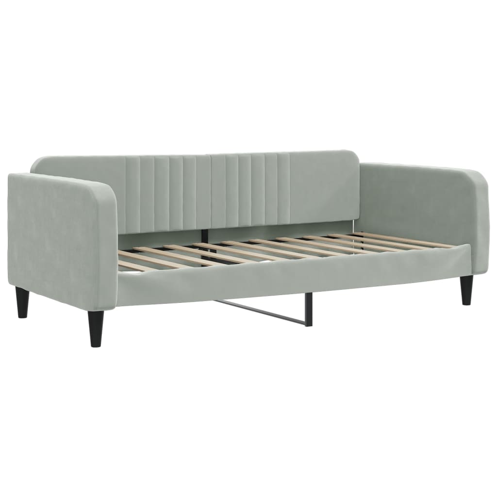 Daybed with Trundle&Drawers without Mattress Light Grey 90x190 cm