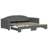 Daybed with Trundle without Mattress Dark Grey 90x190 cm - Front View